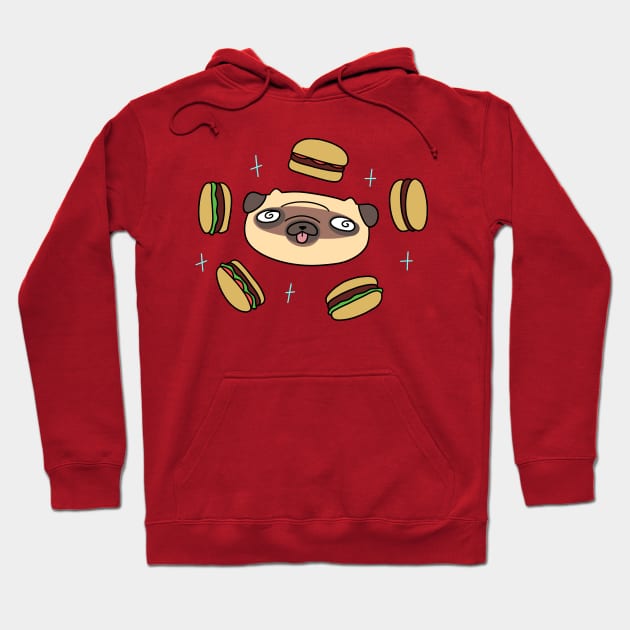 Hypnotized Hamburger Pug Hoodie by saradaboru